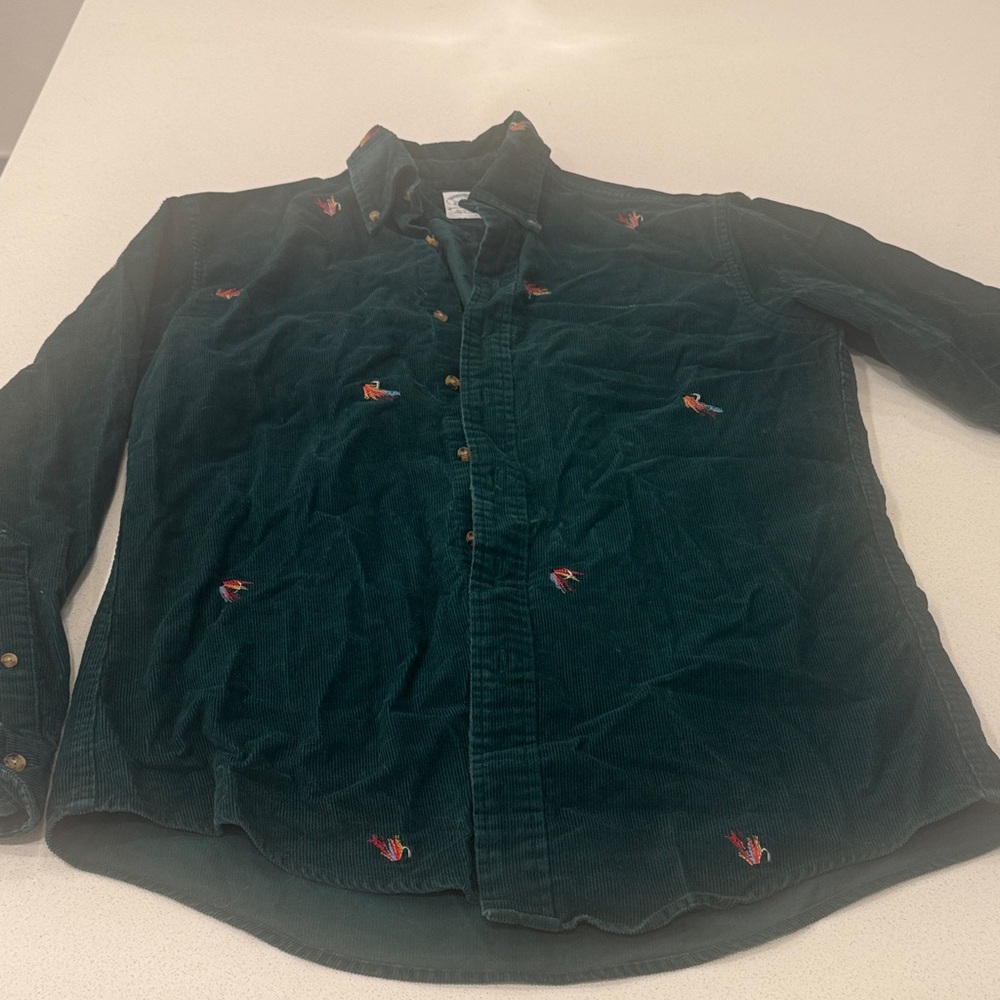Brooks Brothers Teal Corduroy Shirt with Embroidery